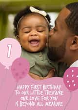 Personalised Birthday Photo Card created by Brogan Thomas - 1 girl Birthday Personalised Photo Card 9736