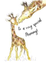 Baby giraffe and mummy card created by Kate Garrett