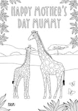 Mother’s Day Giraffe Colouring Card for Mummy created by Zoe-Claire