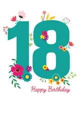Happy 18th Birthday Floral Numeral Card created by Yeti Design