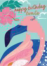 flamingo female Birthday Card 21871 created by fiona gale designs