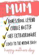 mum list Mothers Day Card 44326 created by KokoandDoo