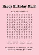 Birthday Mum Wordsearch Card created by Funnilyenough