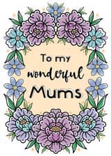 two mums lesbians Mothers Day Card 21120 created by Little Hawk Studio