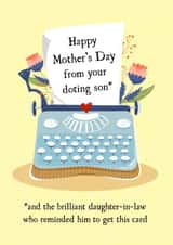 Pretty Mothers Day Card - Mother In Law - Typewriter - Happy Mother's Day From Your Doting Son created by The Grumpy Pug