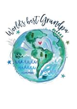 Cute Watercolour Fathers Day Card / Birthday Card - Grandpa - World - World's Best Grandpa created by Katie Phythian Design