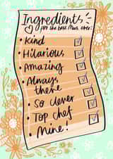 list ingredients Mothers Day Card 48256 created by Phoebe