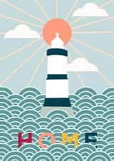 Cute Lighthouse New Home Card - Seaside - Home created by Lauren Gale Makes and Illustrates
