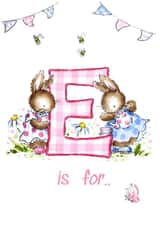 Letter E bunny initial card created by Kate Garrett