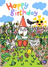 Gnome Gardener Birthday Card 16913 created by Pink Pea