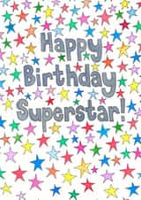 Happy Birthday Superstar bright stars card created by Sitting Knitting