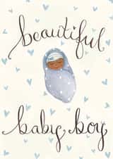 Beautiful Baby Boy Card darker skin tone created by Love Lucy Illustration