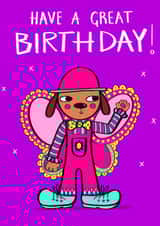 dog butterfly Birthday Card 21941 created by Claire Vessey Art