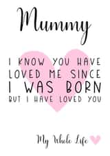 mummy my whole life Mothers Day Card 12888 created by JJ & Roo
