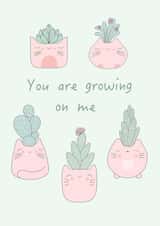 You are growing on me happy cat succulent card. created by Cards by Anna 