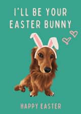 Happy Easter I'll Be Your Easter Bunny Cute Dachshund Card created by Cujo Creations