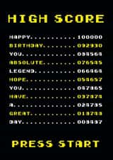 highscore high score Birthday Card 21963 created by James Millership