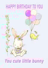 Birthday Cute Little Pink Bunny card created by June Malone