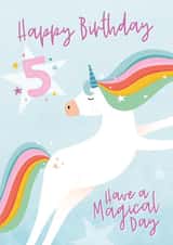 Unicorn Birthday Card Age 5 created by Macie Dot Doodles