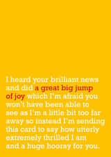 A great big jump of joy - good news card created by The Right Lines