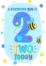 Two today - cute fun bright 2nd Happy Birthday card -  for that gorgeous  little boy. created by Little Cat Creates