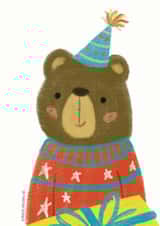 Cute Birthday Bear with birthday hat and gift box created by Juliana Motzko
