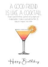 A good friend is like a cocktail birthday card created by Jemma Louise UK