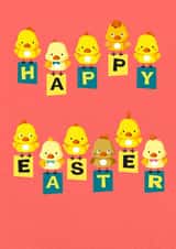 Cute flying chicks Happy Easter Card created by Jon Higham