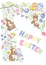 rabbits flowers Easter Card 16558 created by Kate Garrett