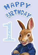 Cute Birthday Card - 1st Birthday - Peter Rabbit created by Bushy Designs