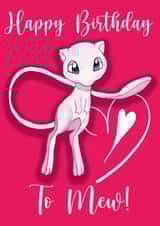 Pokemon Mew birthday card created by Bushy Designs