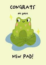 Cute Frog Pun New Home Card - Lily Pad - Congrats On Your New Pad! created by @chlosketch
