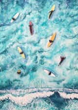 Socially Distanced Surfers Art Card created by Joy Clifton