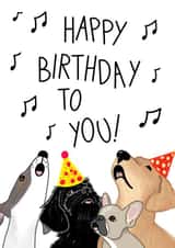 Dogs Singing Happy Birthday. Cute Birthday Card created by fizzi jayne