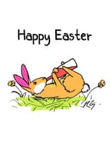 The Easter Bunny does lockdown Card created by Richard Stelmach Art