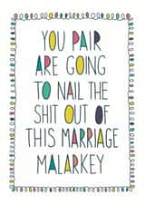 You're going to nail this marriage wedding card - Fun colourful wedding card created by Anna Treliving Design
