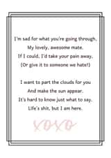 Thinking Of You Card For A Friend Having a Hard Time. created by Rhymes for Reasons