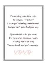 It's Okay Not to be Okay Mental Health Poem Card created by Rhymes for Reasons