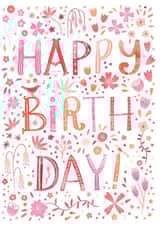 Happy Birthday Pink Floral Watercolour Card created by Nic Squirrell