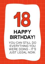 Funny eighteenth (18th) birthday card created by Letters & Lines