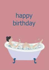 Relaxing Prosecco bubble bath birthday card created by Ticketyboo