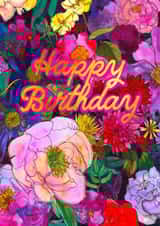 Pretty Birthday Card - Colourful - Flowers created by Marcella Wylie