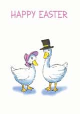 Cute duck illustration easter card created by Richard Marsh Art