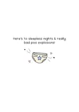 Sleepless nights & poo explosions New baby Card created by Caz Draws Things