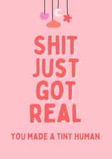 Shit just got read New baby card created by Fraser Adams