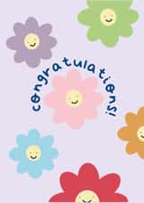 Smiley face flowers congratulations card created by illustrationlisa