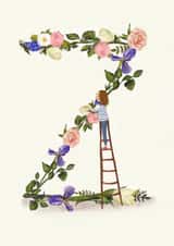 Floral Initial Z card created by A-Z Initials by Love Lucy Illustration