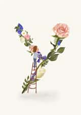 Floral Y Initial Birthday Card created by A-Z Initials by Love Lucy Illustration