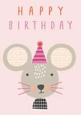 Cute Mouse Birthday Card – Fun Illustrated Animal Design for Kids created by Sally Payne Design
