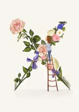 Floral X Initial Birthday Card created by A-Z Initials by Love Lucy Illustration